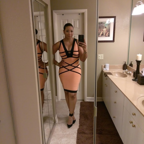 Dresses & Skirts - Orange and black bodycon dress
